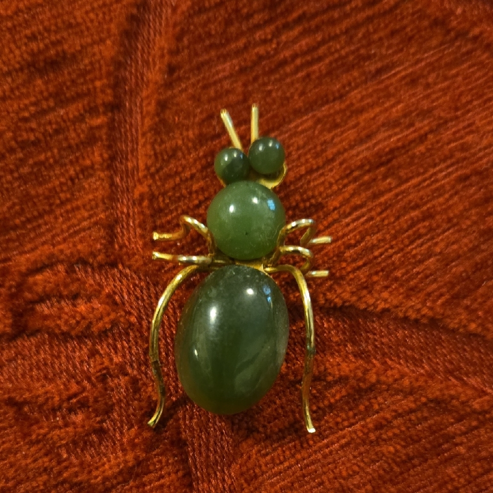 Vintage Jade Bug Brooch